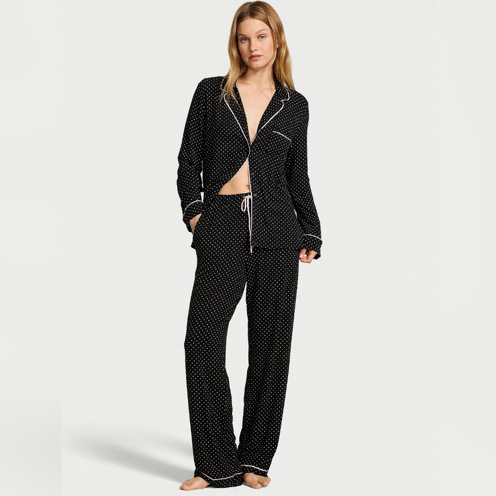 Victoria's Secret Modal Black and White Polka Dot Pajama Set. NWT